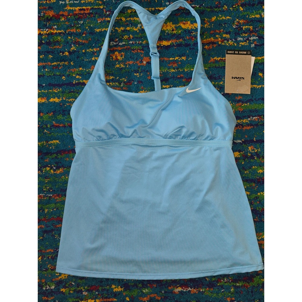 NWT Nike Swim Tankini Chlorine Blue Racerback Athletic Swim Top Size M